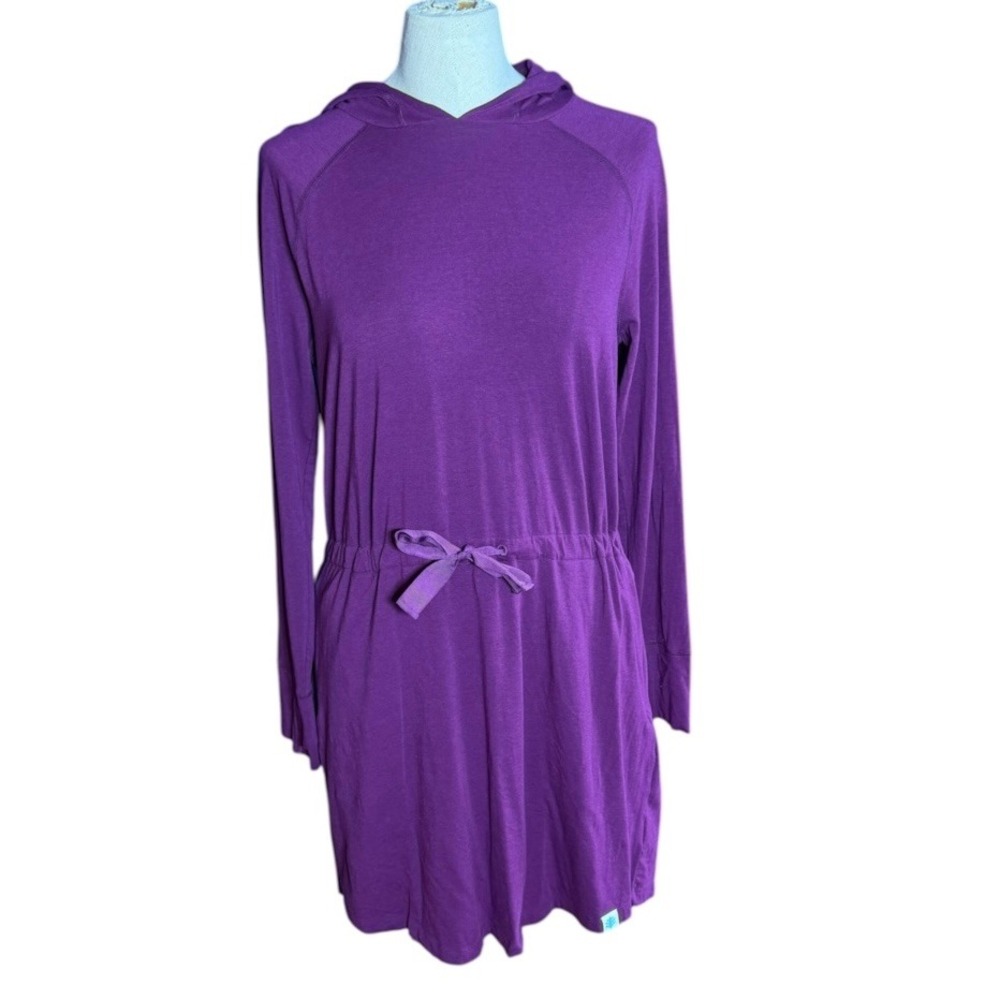Coolibar Lumaleo Purple Hoodie Dress UPF 50+ Sun Protection Long Sleeve Medium